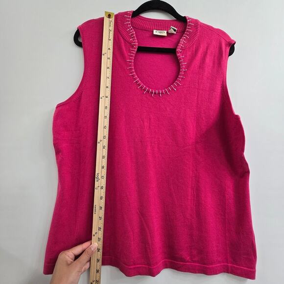 Cato Women’s Plus Size 18/20W Sleeveless Sweater Tank Top Pink Beaded Neckline - Picture 4 of 7